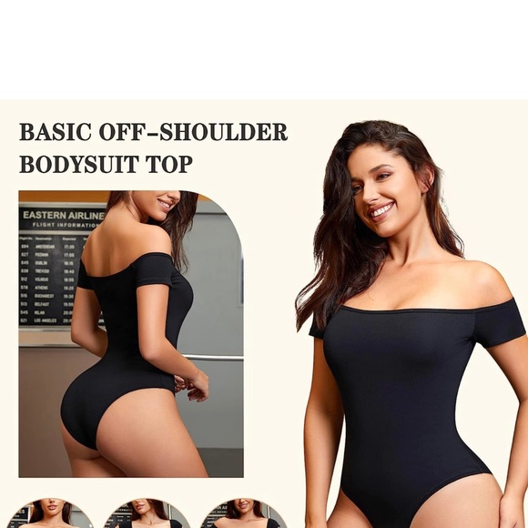 Off shoulder Short Sleeve Tank top Bodysuit - Picture 5 of 5